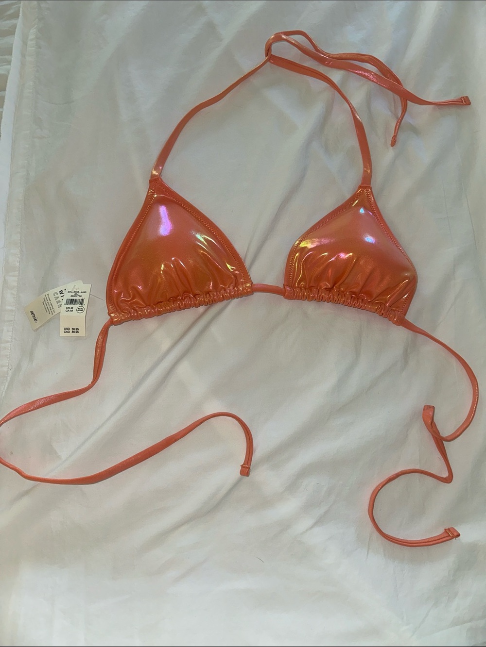 aerie Iridescent Orange Triangle Bikini Top